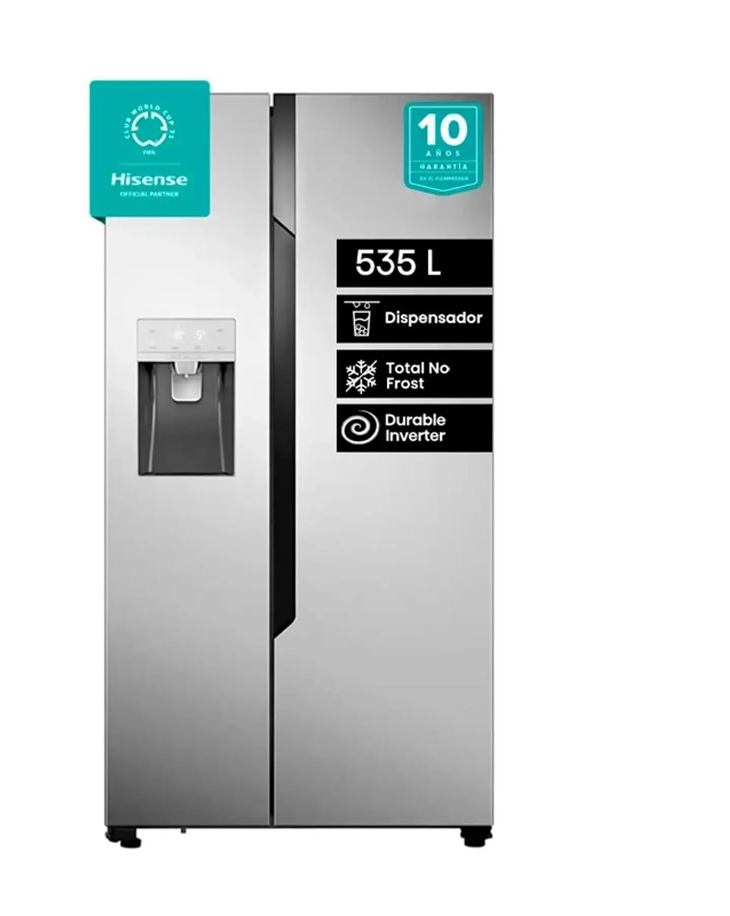 REFRIGERADOR SIDE BY SIDE HISENSE RC-70WS 535L NO FROST ACERO 1