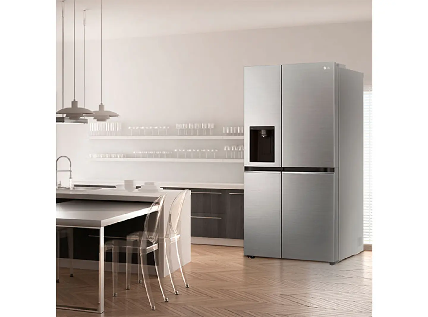 REFRIGERADOR SIDE BY SIDE LG GS66WPP 611L NO FROST PLATA 9