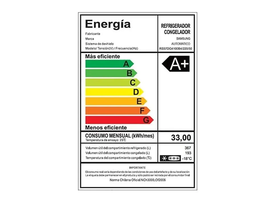 REFRIGERADOR SIDE BY SIDE SAMSUNG RS57DG4100B4 560L NO FROST NEGRO 7