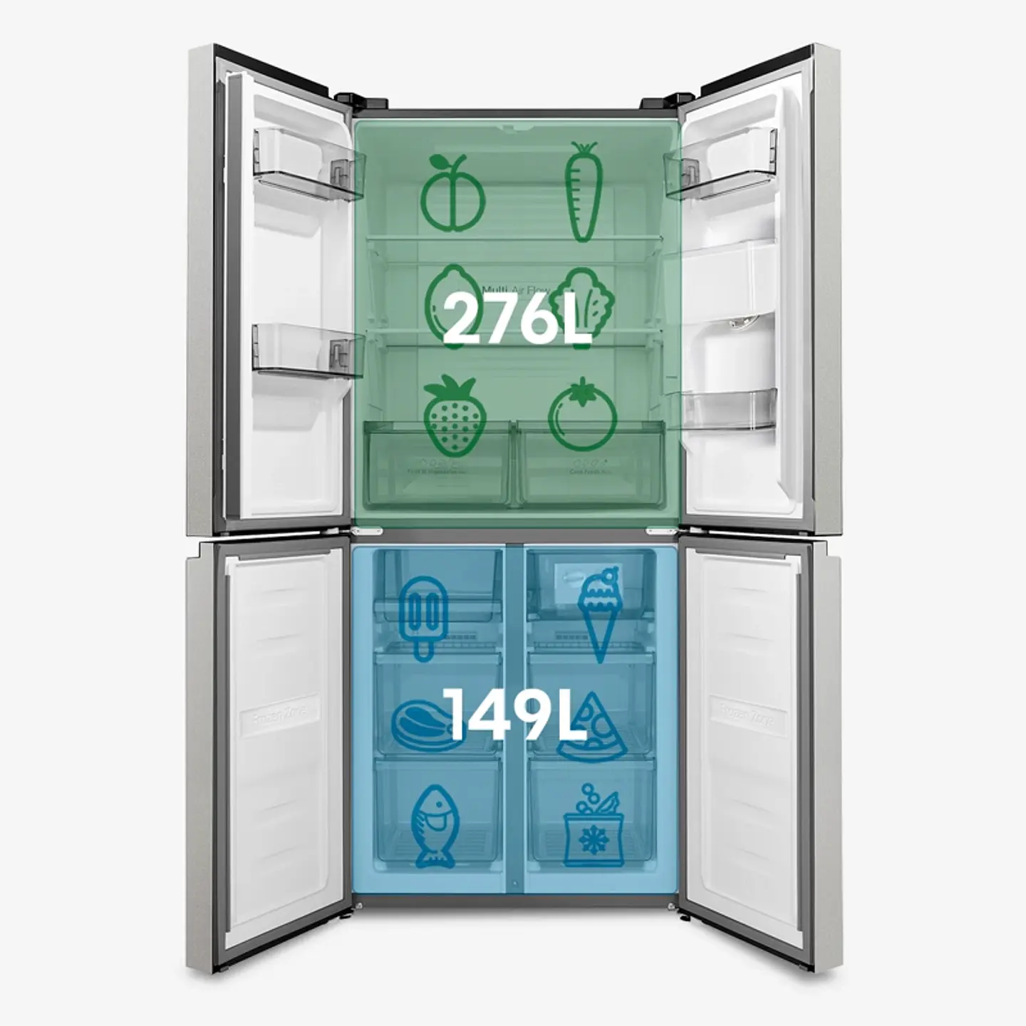REFRIGERADOR FRENCH DOOR HISENSE RQ5P431NMDA 425L NO FROST GRIS 5