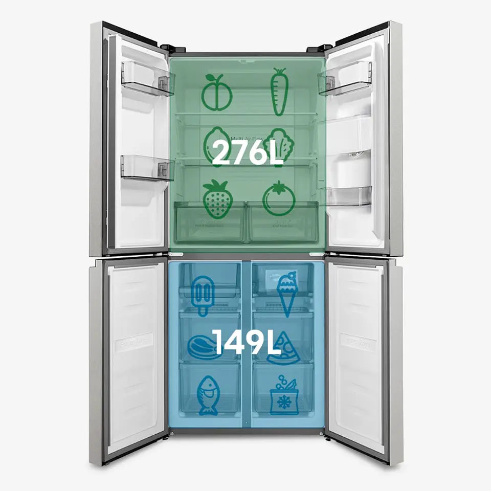 REFRIGERADOR FRENCH DOOR HISENSE RQ5P431NMDA 425L NO FROST GRIS 5