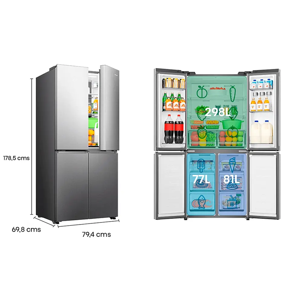 REFRIGERADOR SIDE BY SIDE HISENSE 456L NO FROST RQ5P470NECF 3