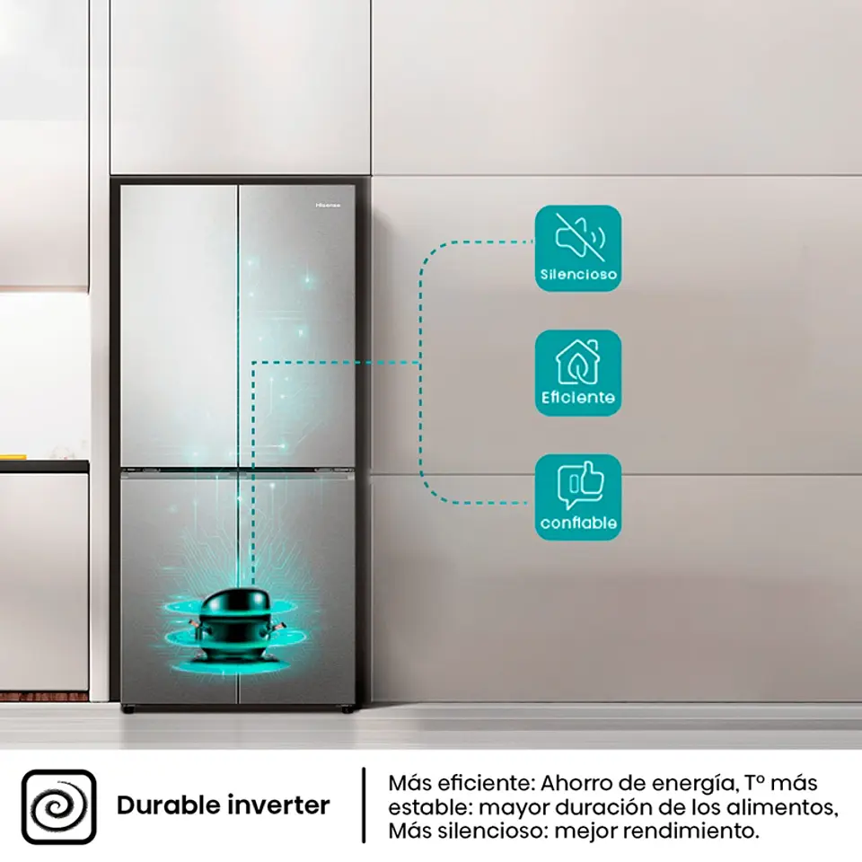 REFRIGERADOR SIDE BY SIDE HISENSE 456L NO FROST RQ5P470NECF 6