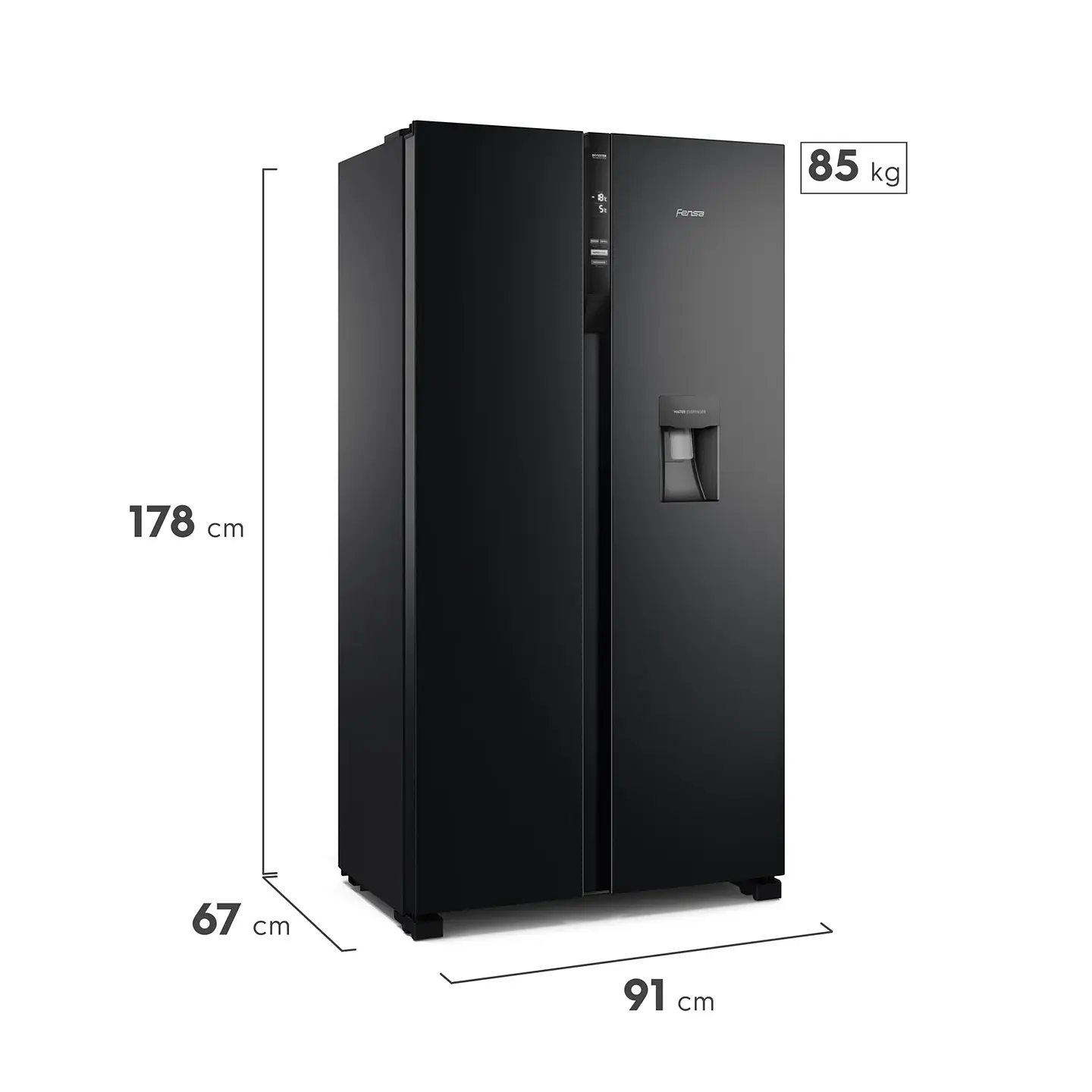 REFRIGERADOR FENSA 525L NO FROST SIDE BY SIDE SFX530B NEGRO 2