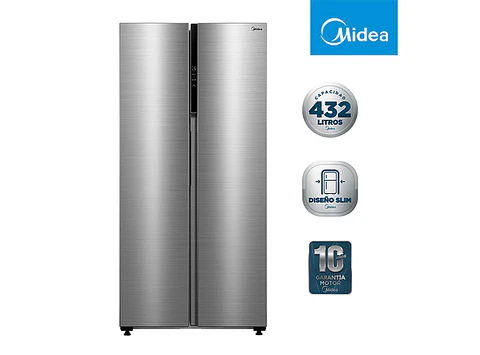 REFRIGERADOR SIDE BY SIDE MIDEA MDRS619FGE46 432L NO FROST PLATA