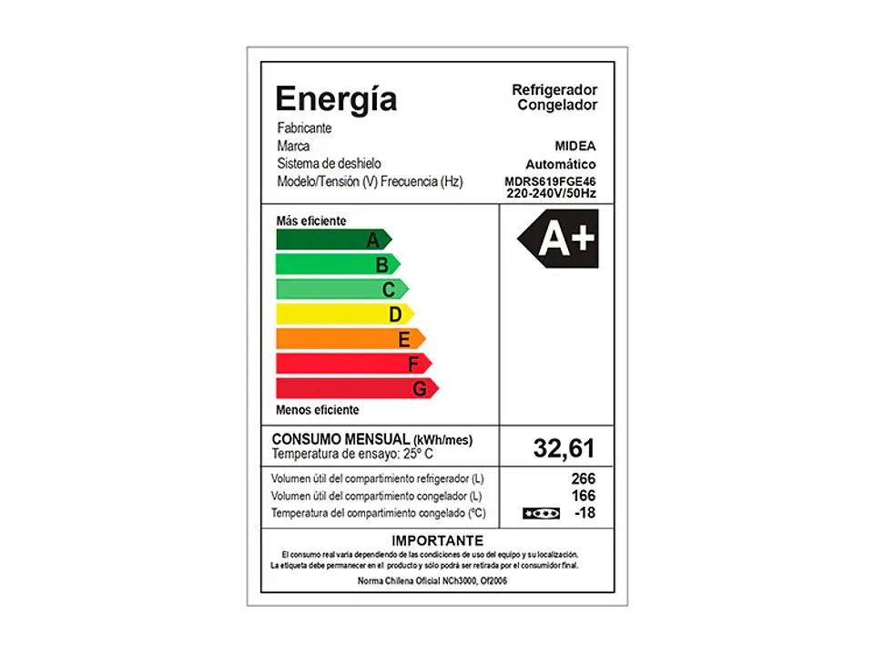 REFRIGERADOR SIDE BY SIDE MIDEA MDRS619FGE46 432L NO FROST PLATA 4