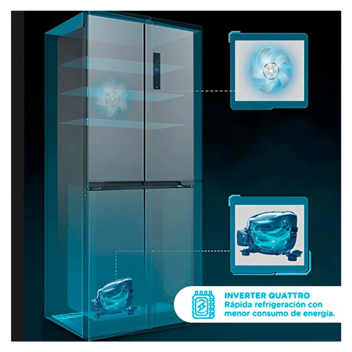 REFRIGERADOR SIDE BY SIDE MIDEA MDRM554MTE50 NO FROST 396L PLATA 4