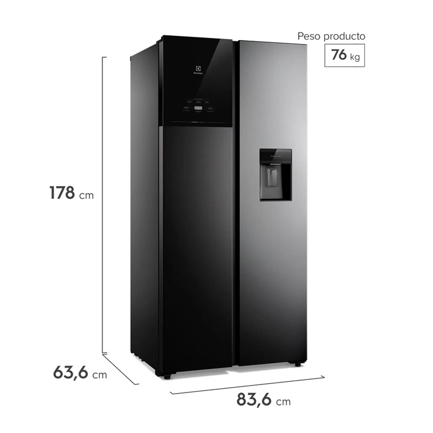 REFRIGERADOR 436L NO FROST SIDE BY SIDE INVERTER ES40WB BLACK 3