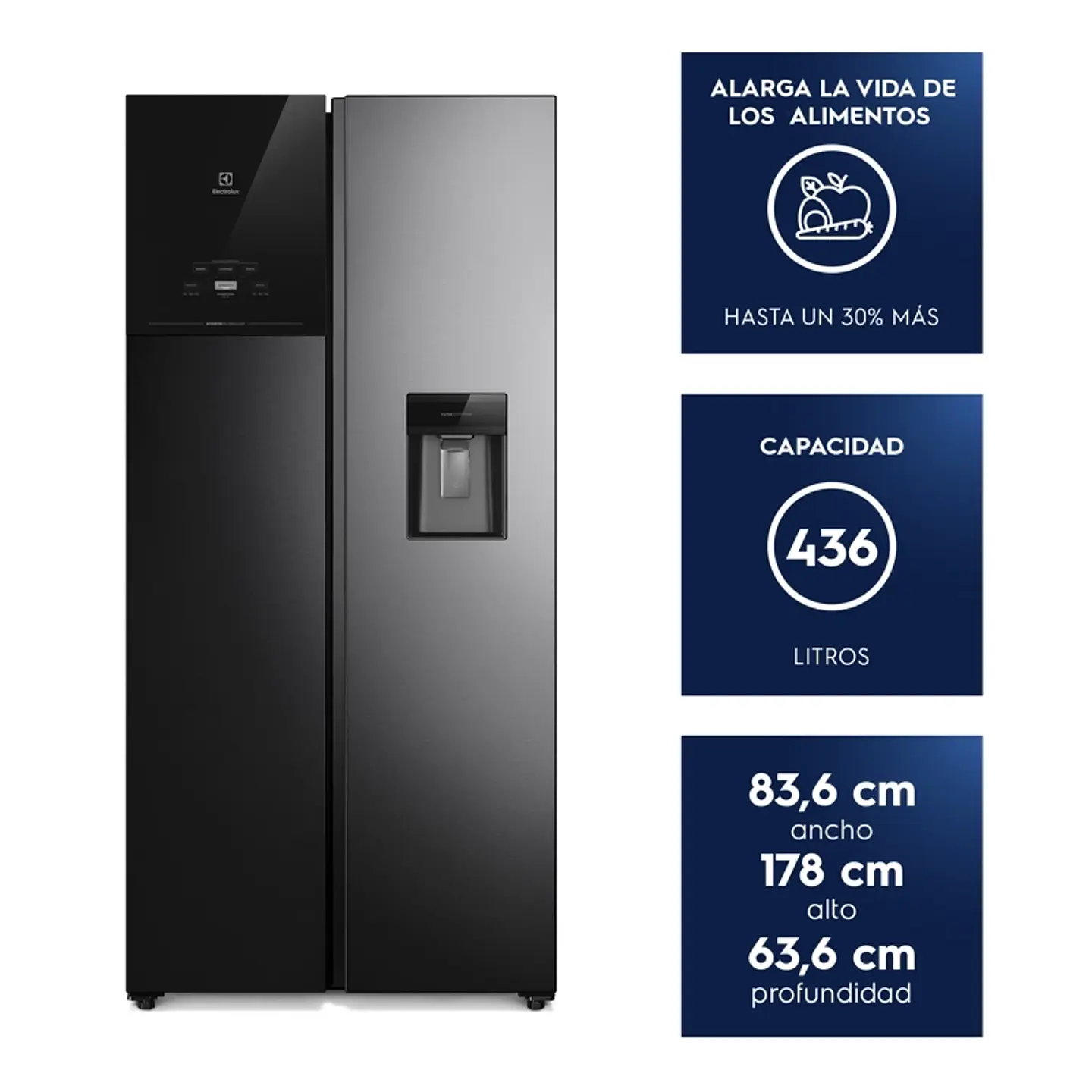 REFRIGERADOR 436L NO FROST SIDE BY SIDE INVERTER ES40WB BLACK 4