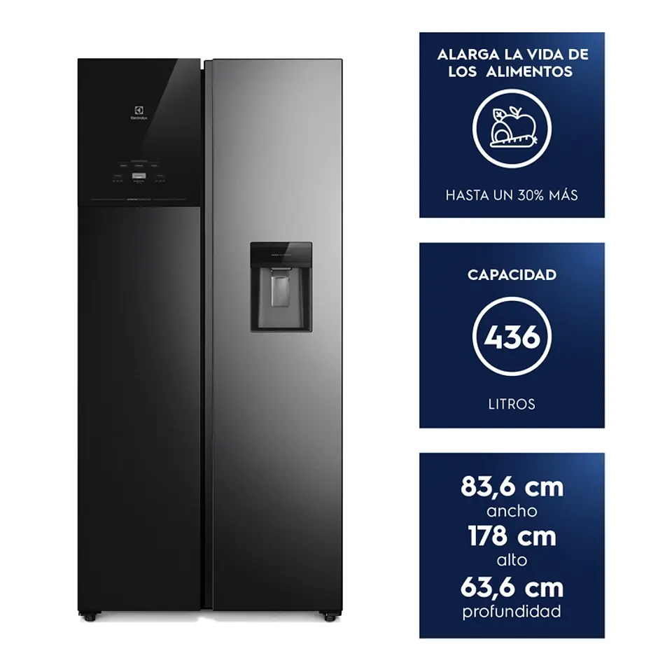 REFRIGERADOR 436L NO FROST SIDE BY SIDE INVERTER ES40WB BLACK 4