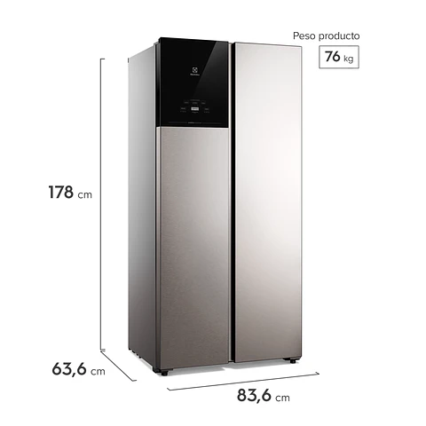 REFRIGERADOR 440L NO FROST SIDE BY SIDE INVERTER ES40S INOX