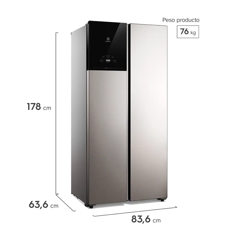 REFRIGERADOR 440L NO FROST SIDE BY SIDE INVERTER ES40S INOX 2