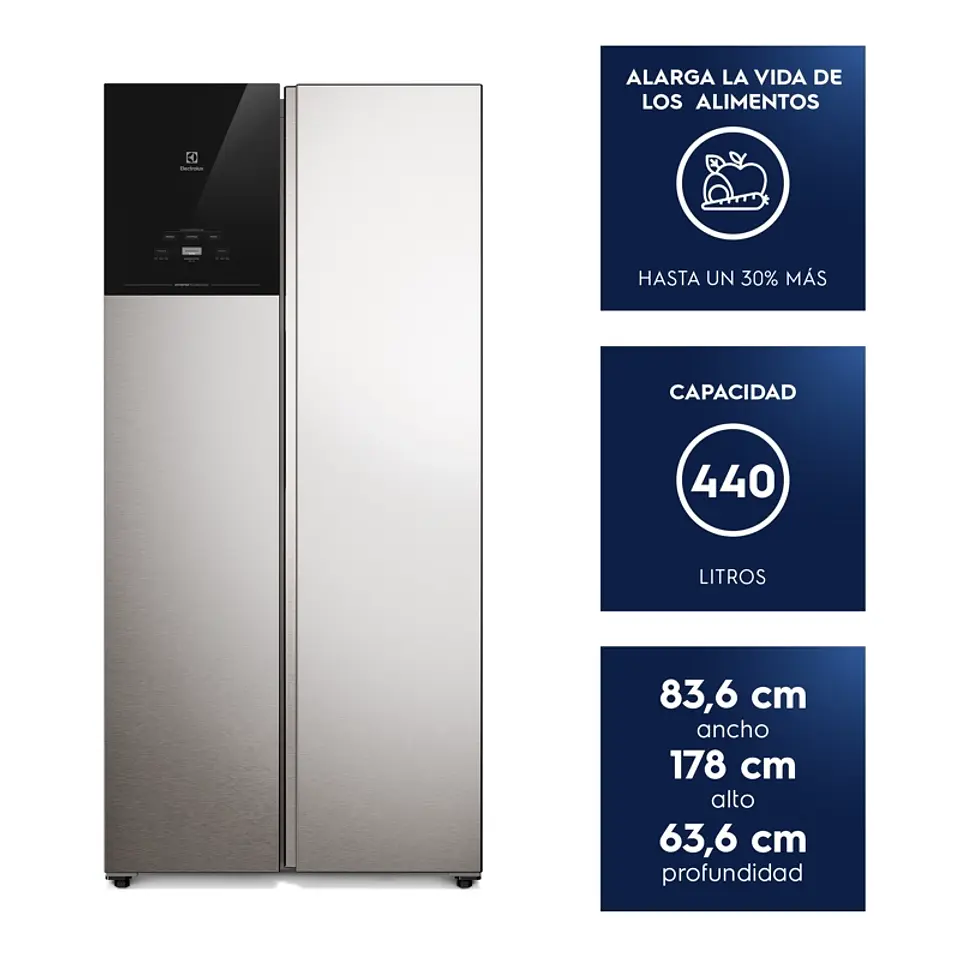 REFRIGERADOR 440L NO FROST SIDE BY SIDE INVERTER ES40S INOX 4