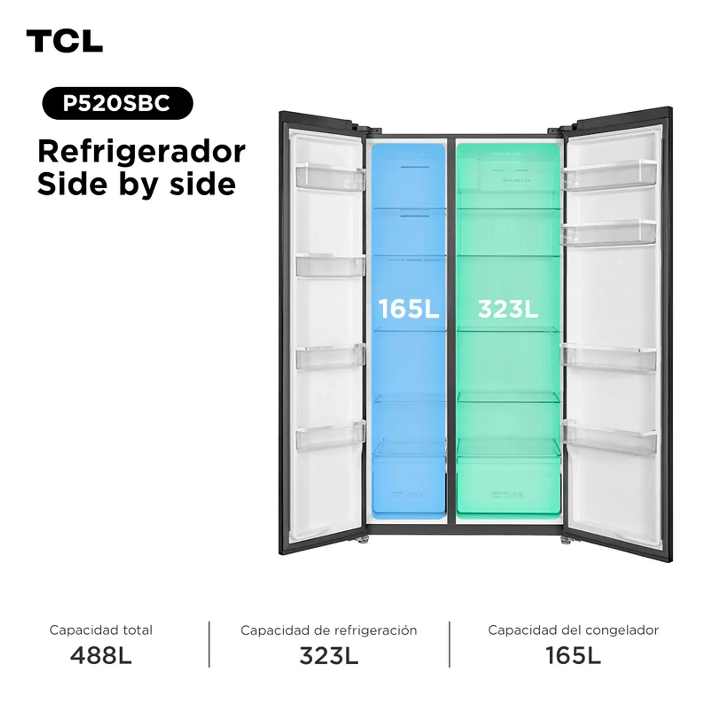  REFRIGERADOR SIDE BY SIDE TCL 488L P520SBS 3