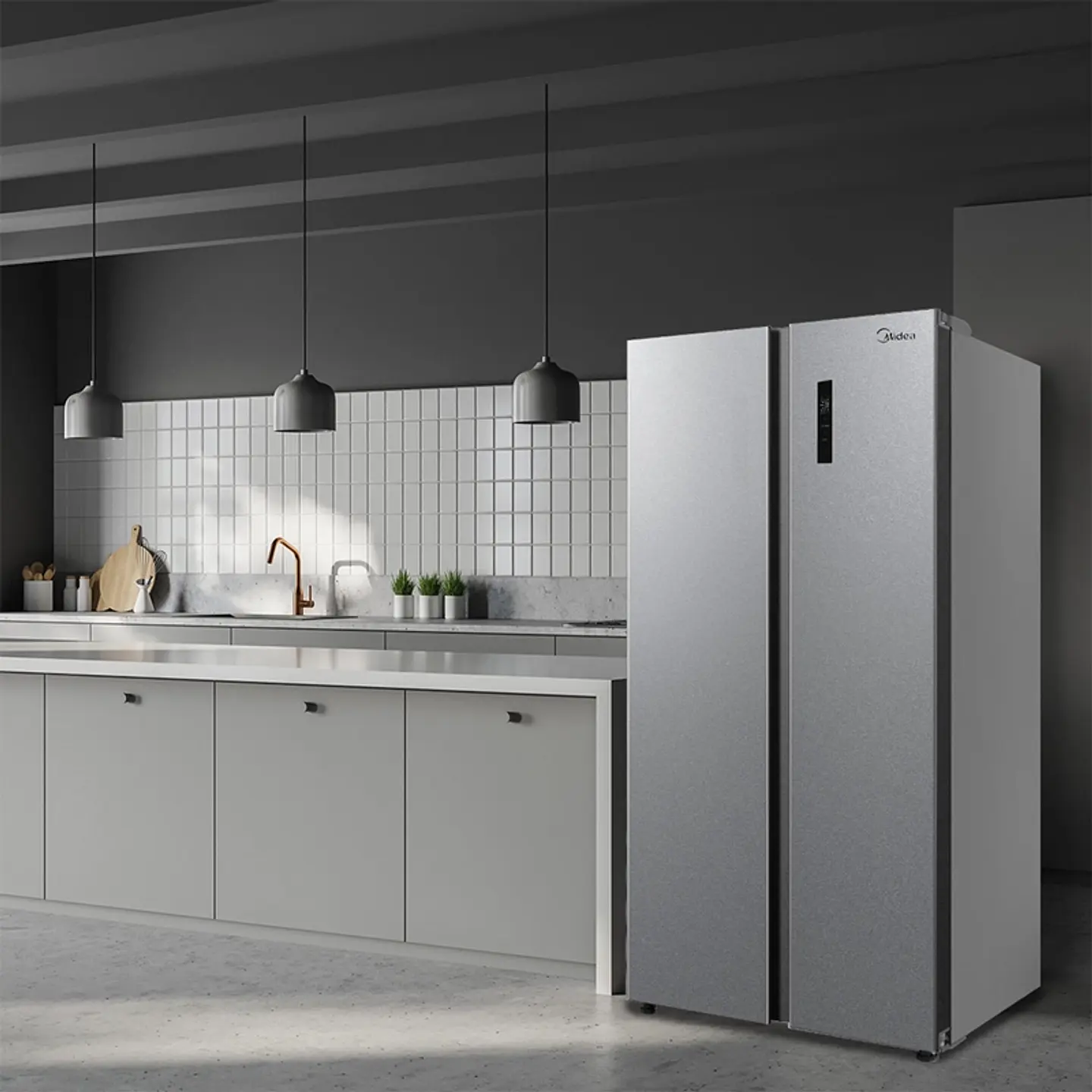 REFRIGERADOR SIDE BY SIDE MIDEA MDRS710FGE50IN 555L NO FROST GRIS 5