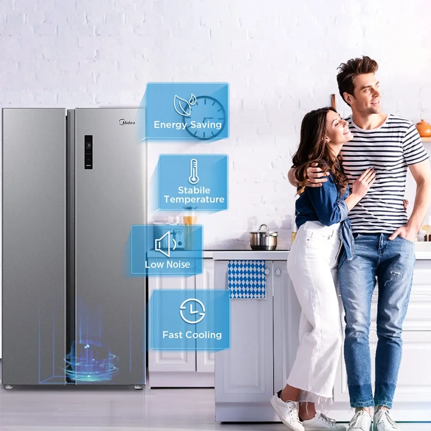 REFRIGERADOR SIDE BY SIDE MIDEA MDRS710FGE50IN 555L NO FROST GRIS 7