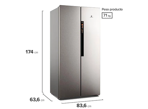 REFRIGERADOR SIDE BY SIDE MADEMSA MAS430 426L NO FROST GRIS