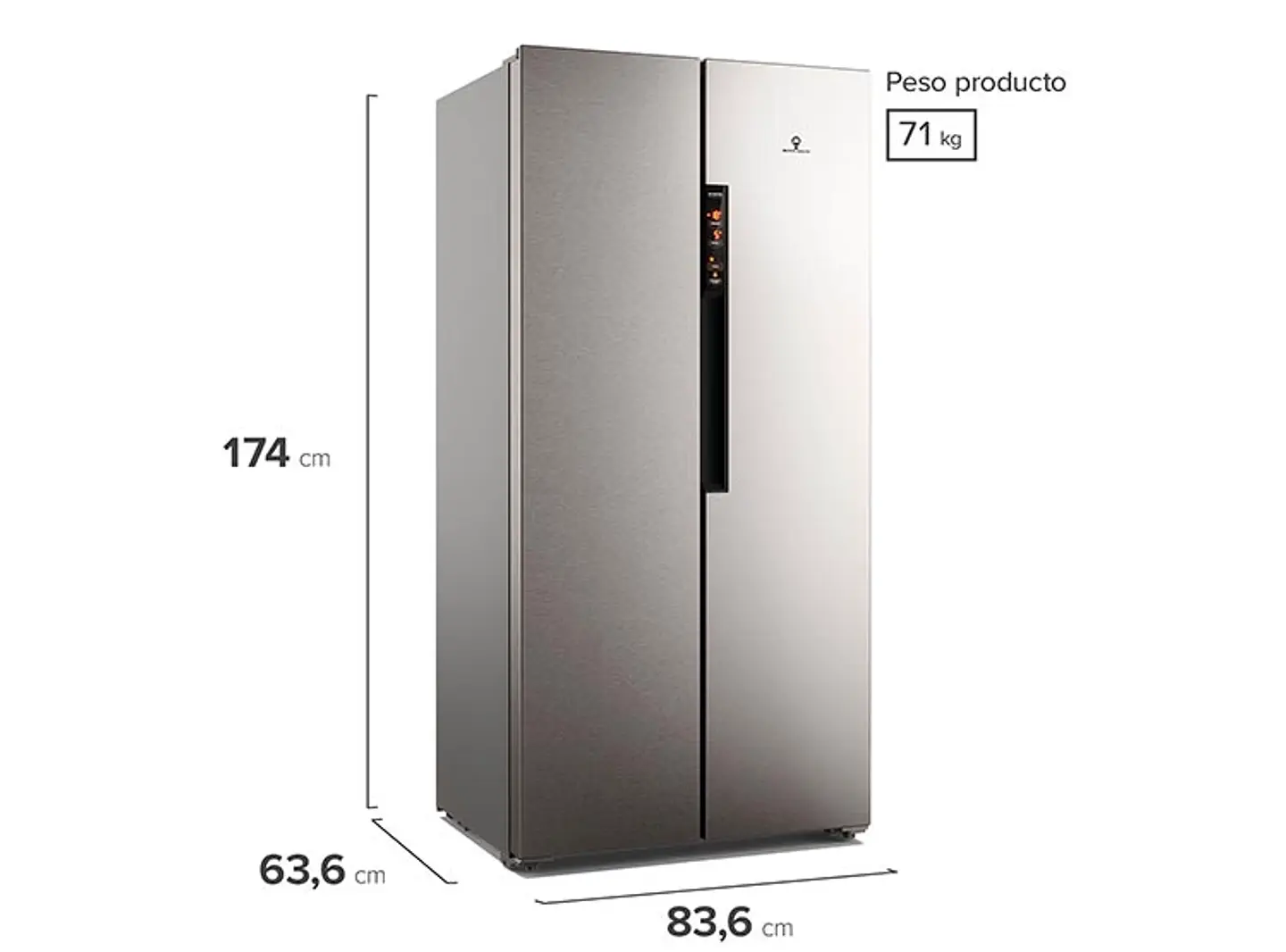 REFRIGERADOR SIDE BY SIDE MADEMSA MAS430 426L NO FROST GRIS 2