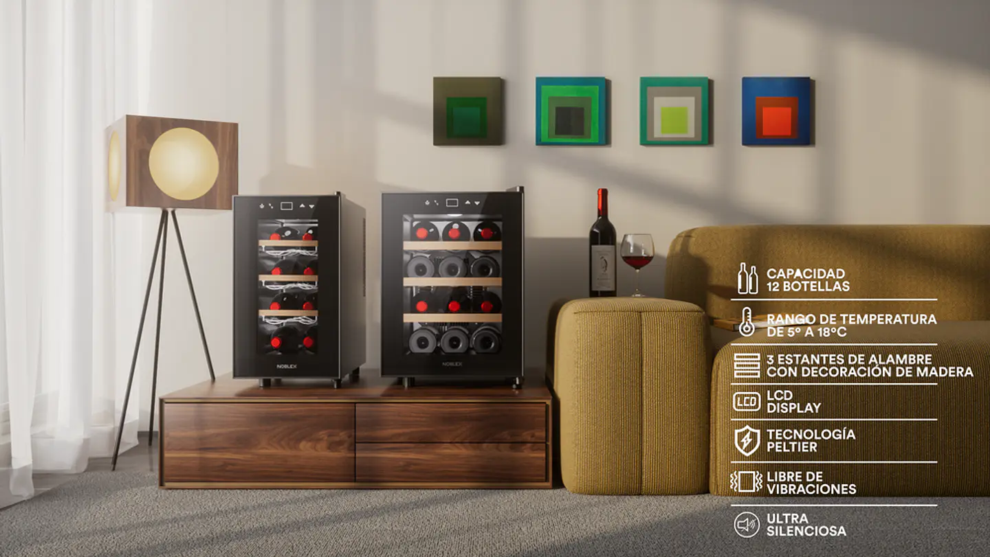 CAVA DE VINO TERMOELÉCTRICA 12 BOTELLAS PANEL TOUCH NOBLEX 4
