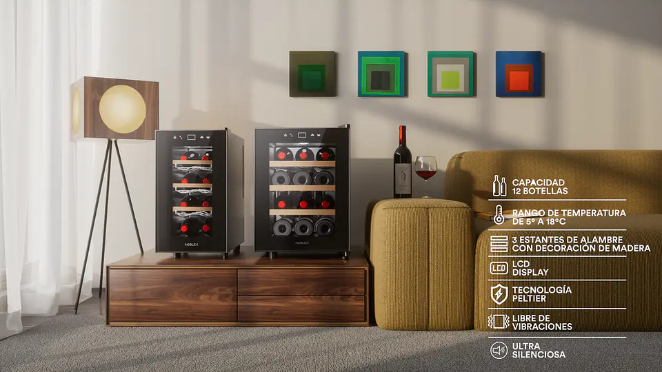 CAVA DE VINO TERMOELÉCTRICA 12 BOTELLAS PANEL TOUCH NOBLEX 4