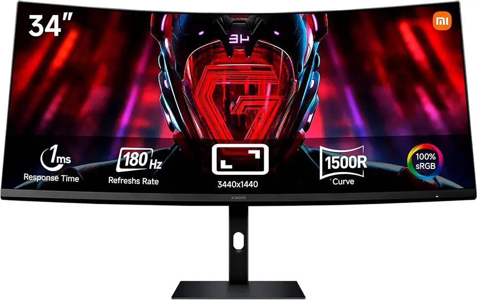 MONITOR GAMER CURVO LED XIAOMI G34WQI 1500R 34' WQHD 180HZ DP X2 HDMI X2 FREESYNC PREMIUM 3