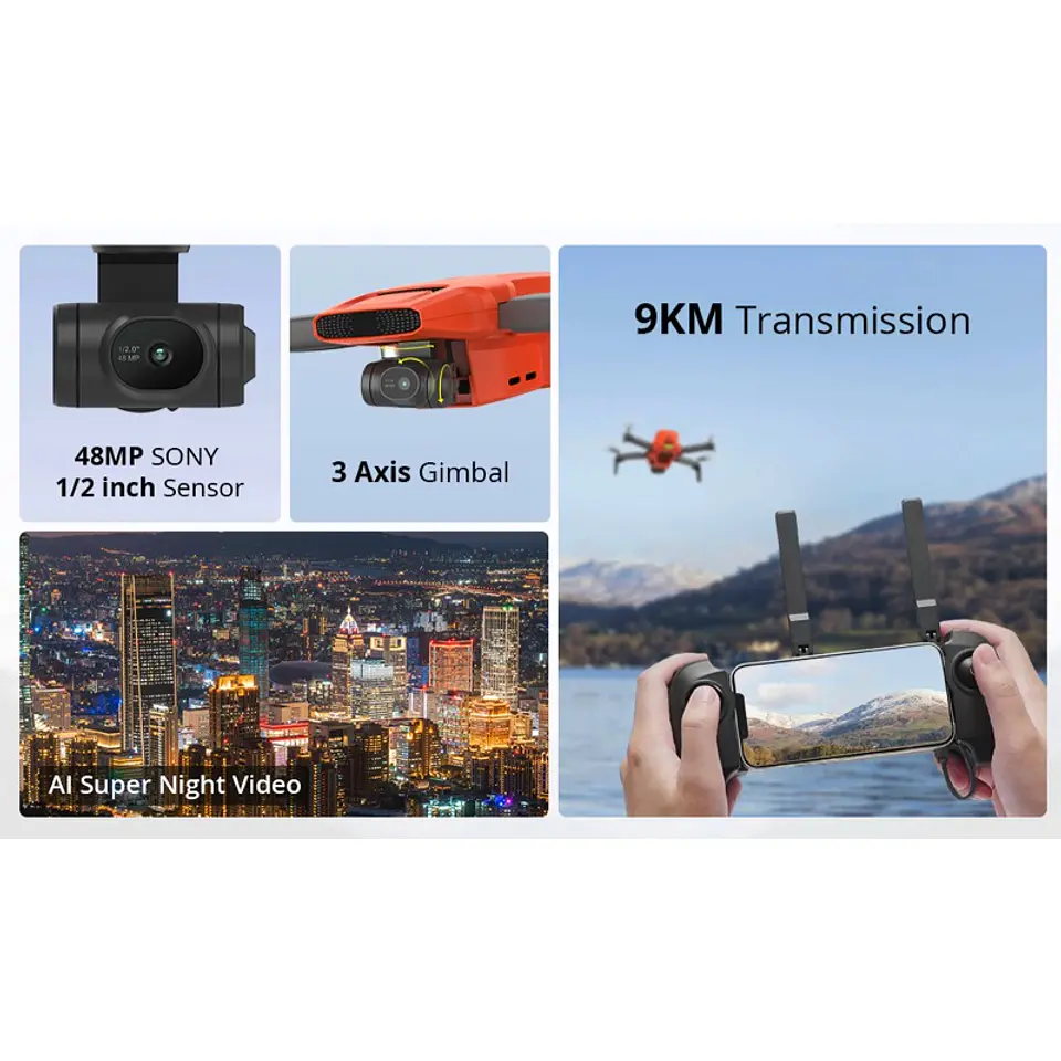 XIAOMI FIMI DRONE MINI 3 COMBO 4K 60FPS AI SUPER NIGHT VIDEO, 9KM DE ALCANCE CON PROTECTOR HELICES 4