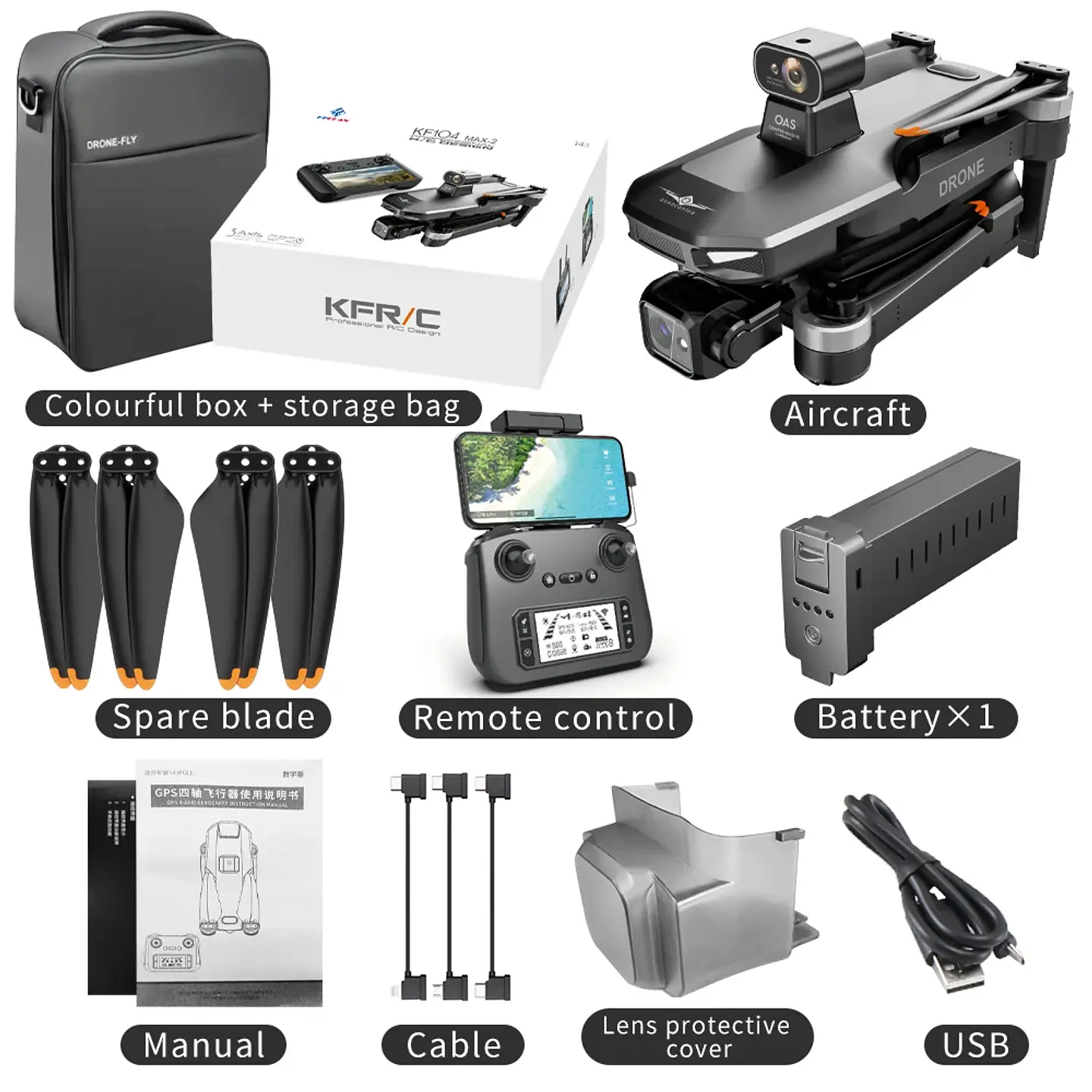 DRONE CASTLETEC KF104 MAX2 EVASIÓN OBSTÁCULOS GIMBAL GPS WIFI 5G 4K 6KM 3900MAH 10