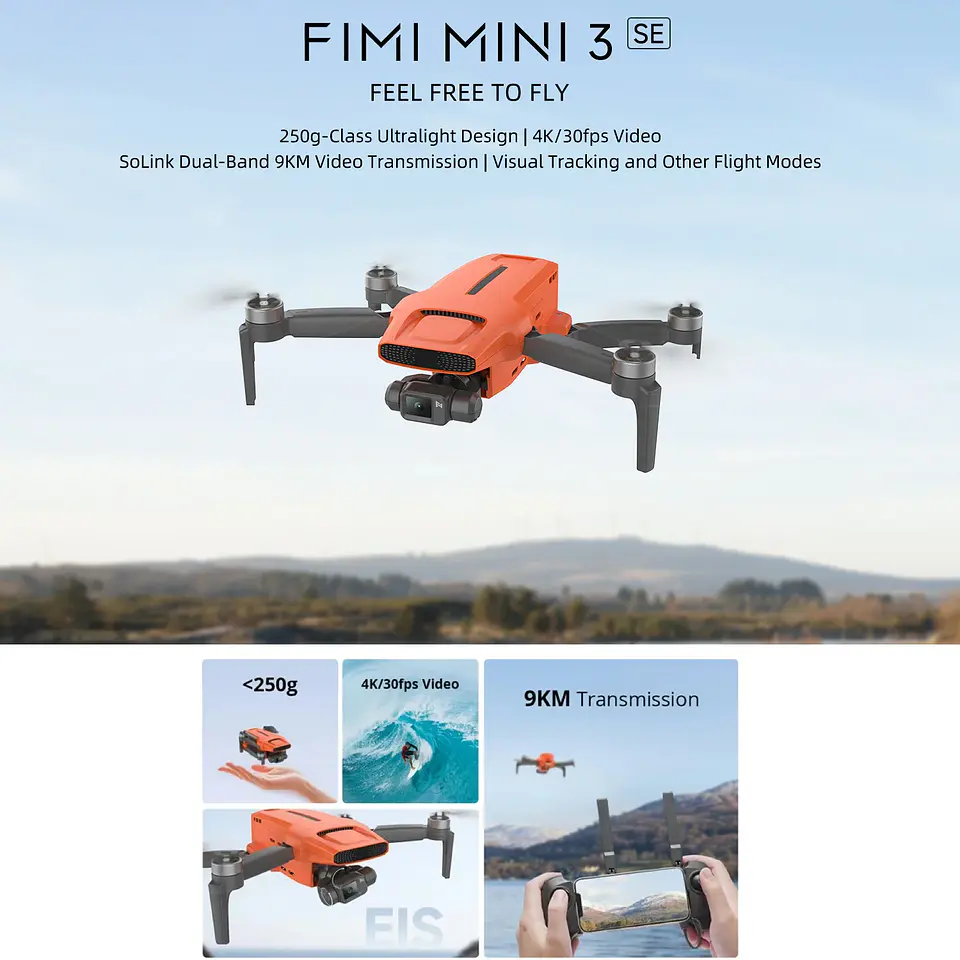 XIAOMI FIMI DRONE MINI 3E COMBO 4K 30FPS, 9KM DE ALCANCE 5