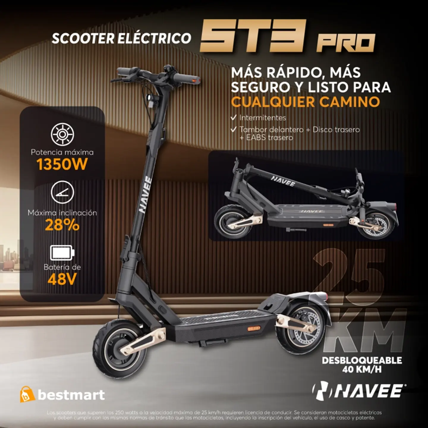 SCOOTER ELECTRICO NAVEE ST3 PRO 1350W NEGRO 7