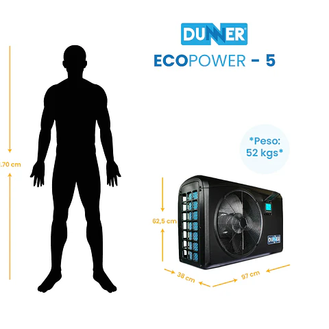 BOMBA DE CALOR DUNNER BOMBAS CALOR ECOPOWER-5 PISCINA HASTA 15M3