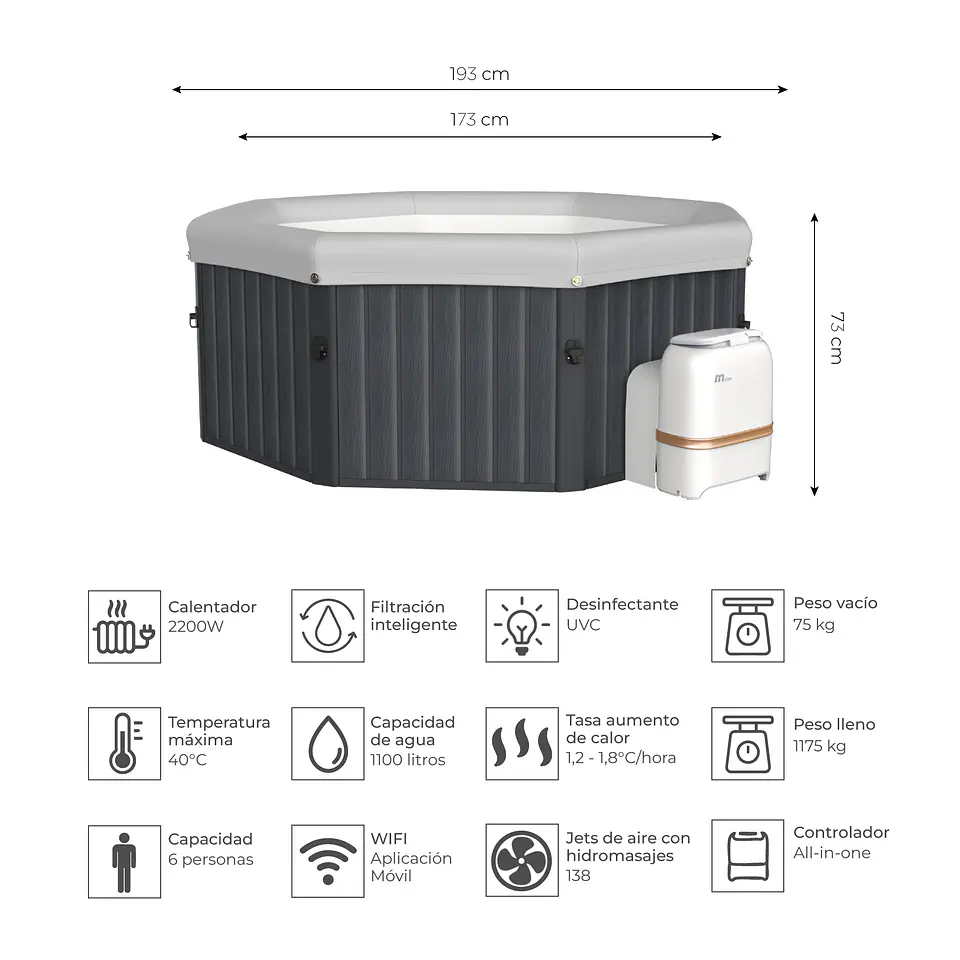 HOT TUB MSPA ARMABLE TUSCANY 6 FRAME WIFI 6 PERSONAS 4