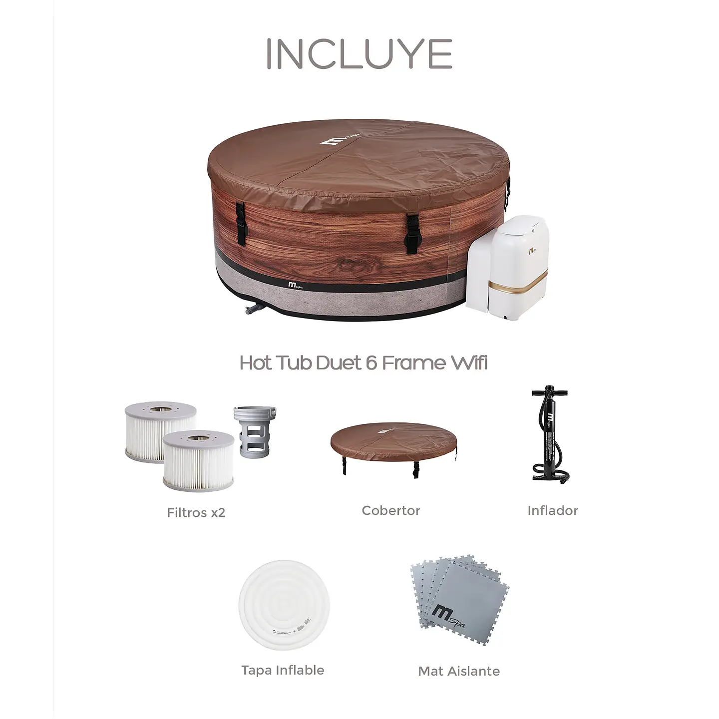 HOT TUB INFLABLE MSPA DUET 6 FRAME CON WIFI 6 PERSONAS 3