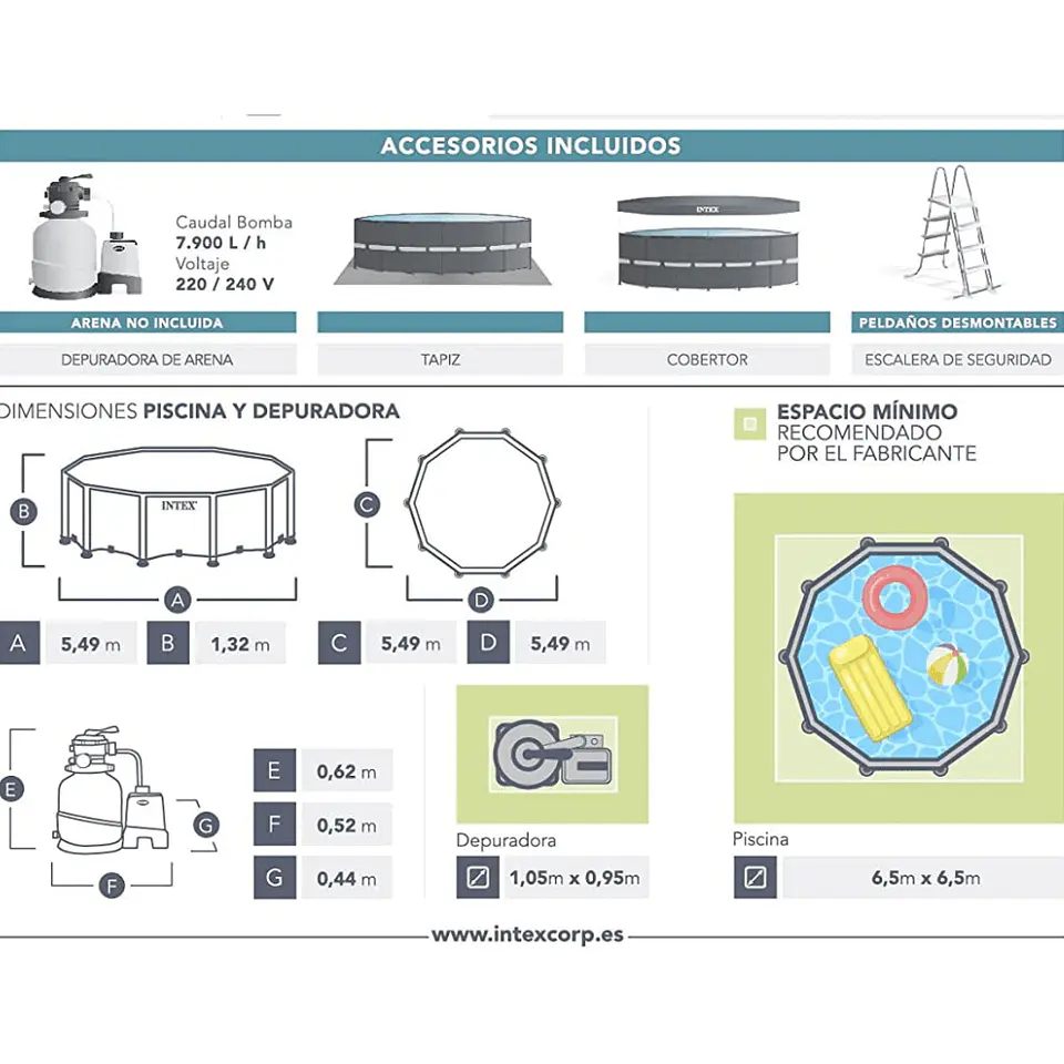 PISCINA ESTRUCTURAL INTEX ULTRA XTR FRAME SET 549X132 CM + BOMBA + ESCALERA + COBERTOR + BASE 7