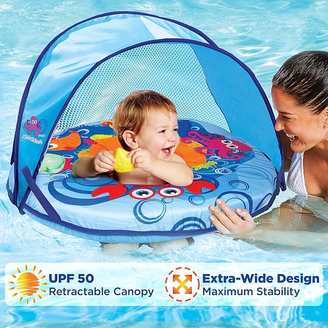 FLOTADOR ANTIVUELCO PARA BEBE S CON SOMBRILLA AJUSTABLE