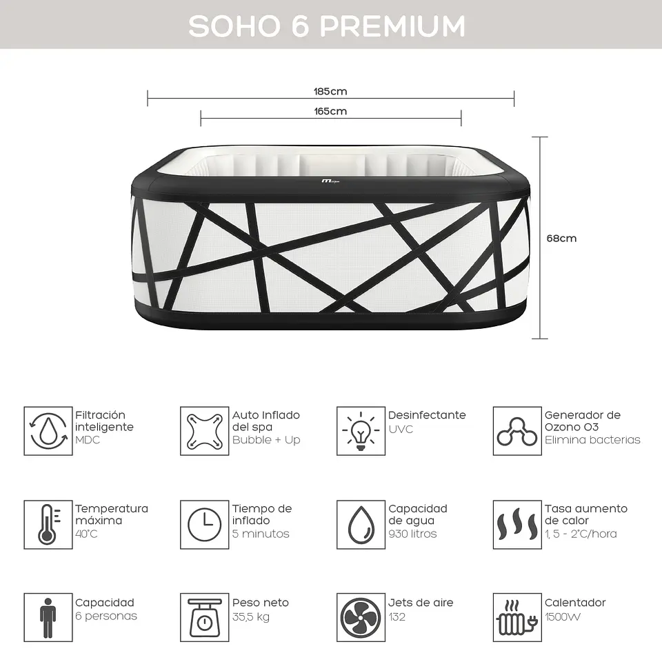 HOT TUB INFLABLE SOHO PREMIUM PARA 6 PERSONAS MSPA 4