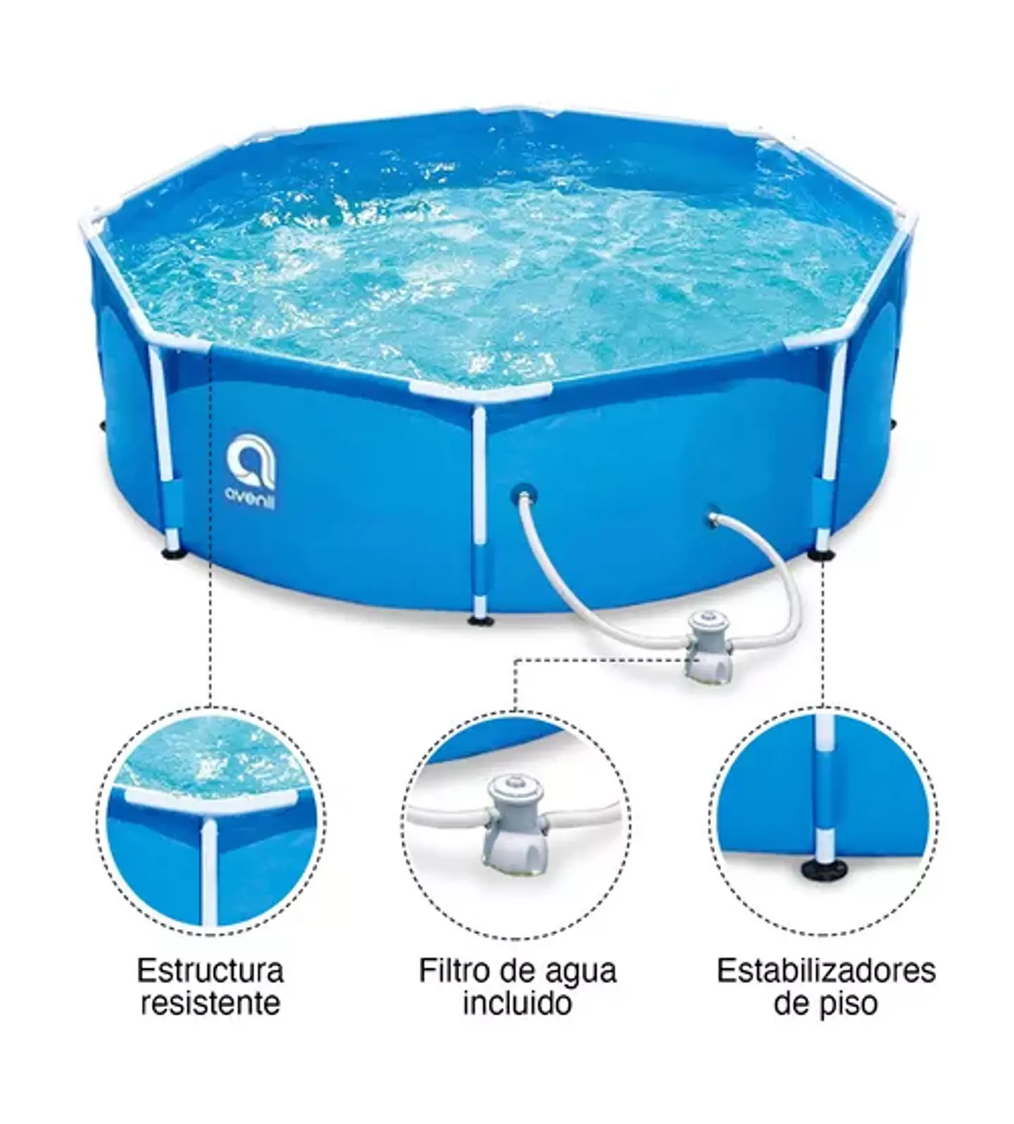 PISCINA ESTRUCTURAL AVENLI 300 CM DIÁMETRO 4383 L CELESTE 4