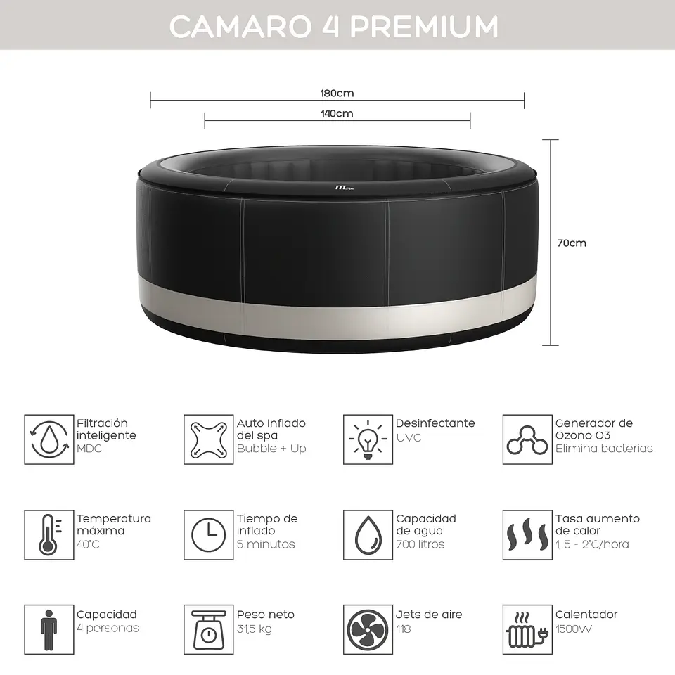 HOT TUB INFLABLE CAMARO PREMIUM 4 PERSONAS MSPA 1
