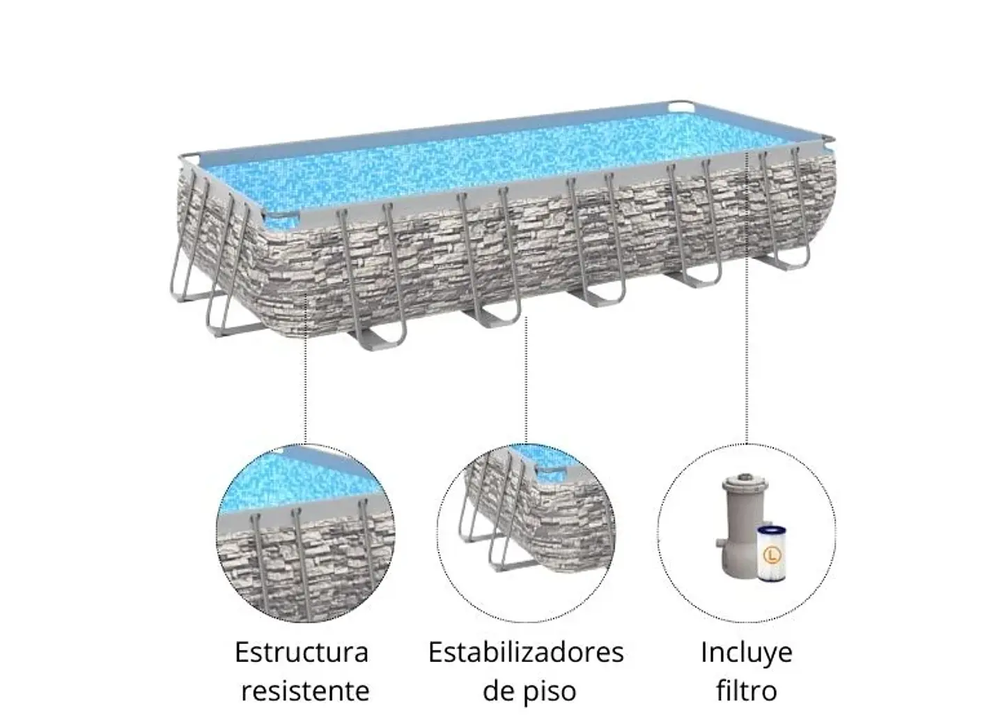 PISCINA FAMILIAR RECTANGULAR 122X250X540 CM 12871 LITROS 3