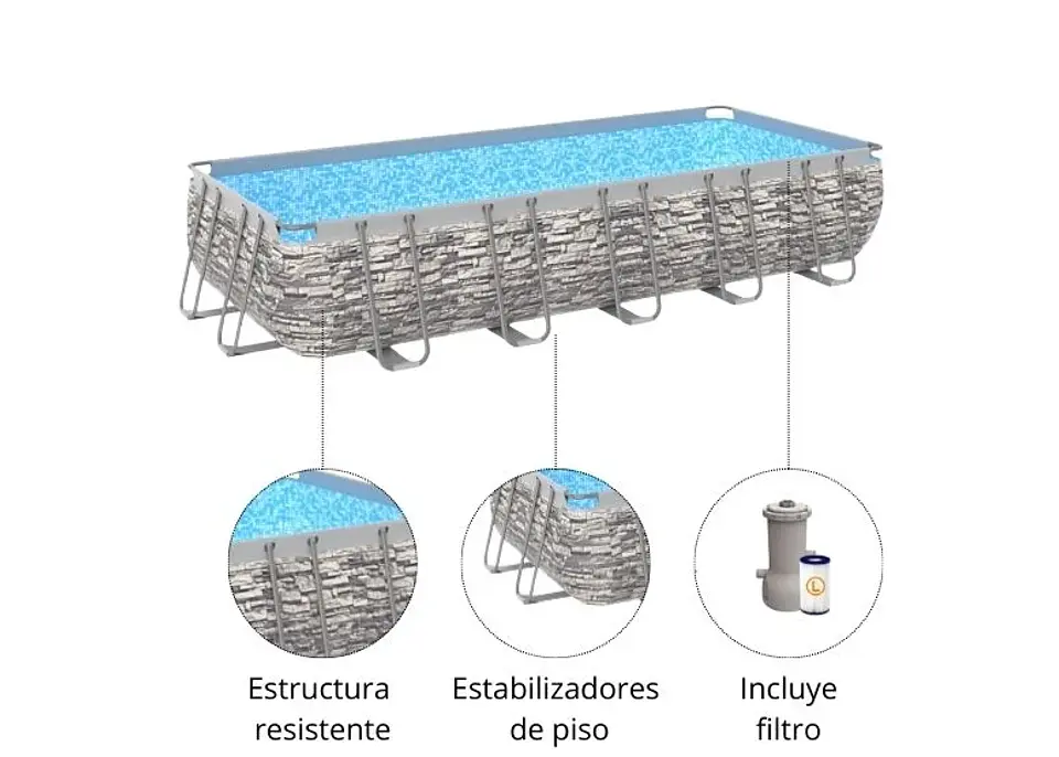 PISCINA FAMILIAR RECTANGULAR 122X250X540 CM 12871 LITROS 3