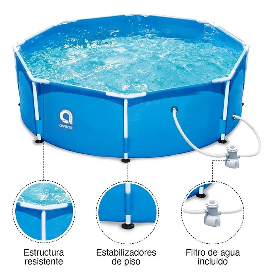 PISCINA CON FILTRO 6125 L 76X360 CM CELESTE 3