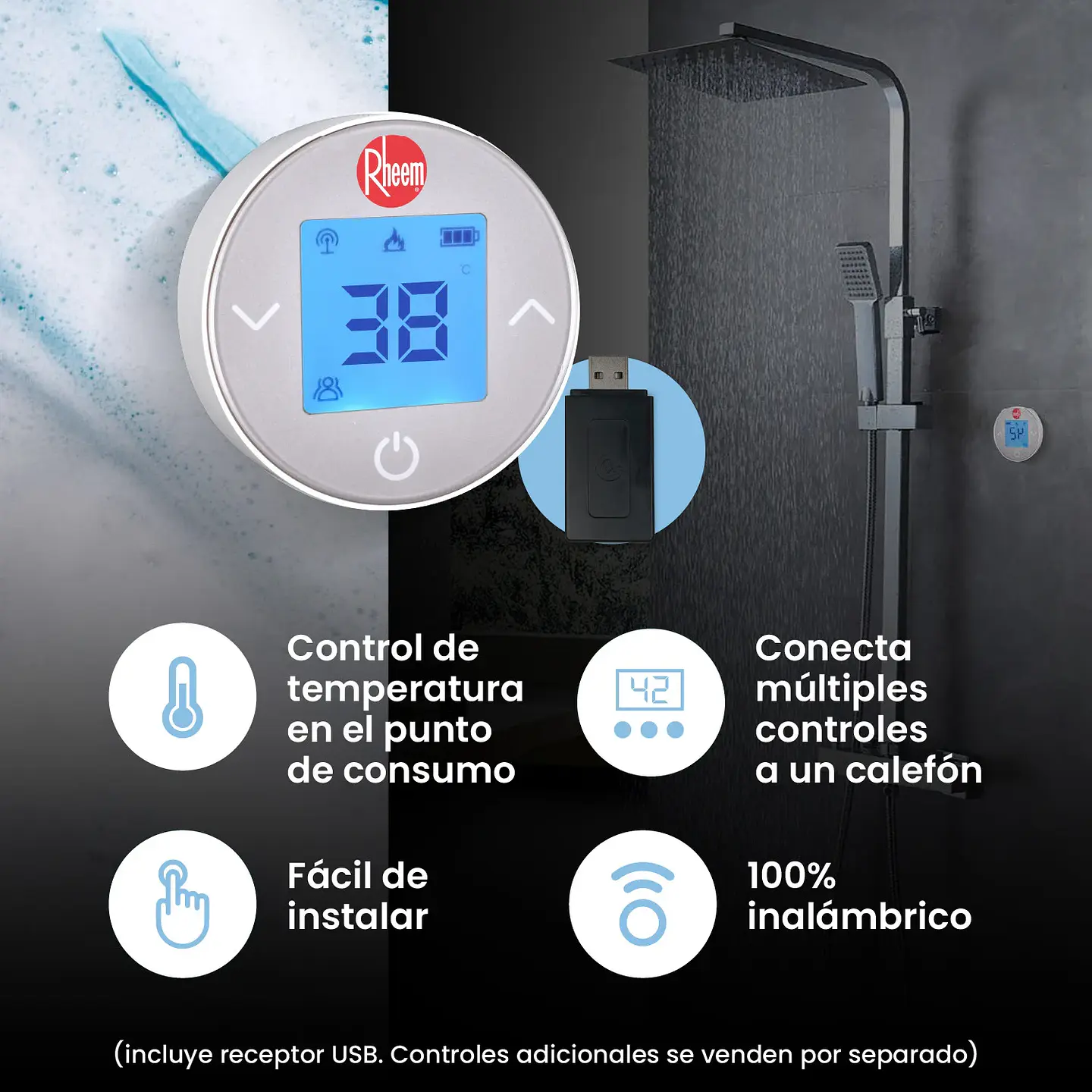 CALEFONT 18 L GAS LICUADO T. FORZADO + CONTROL DIGITAL RHEEM 7