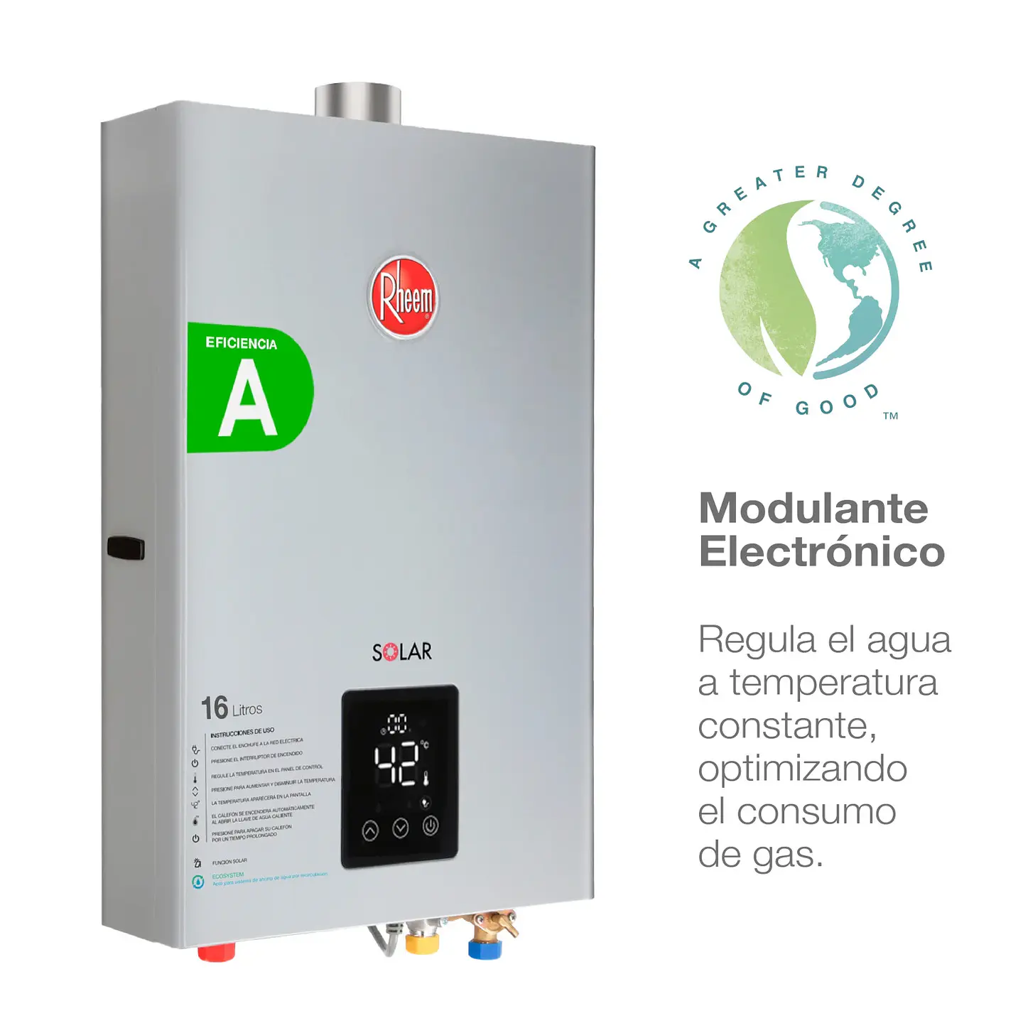 PACK CALEFONT A GAS LICUADO 16 L RHEEM TIRO FORZADO + KIT 5