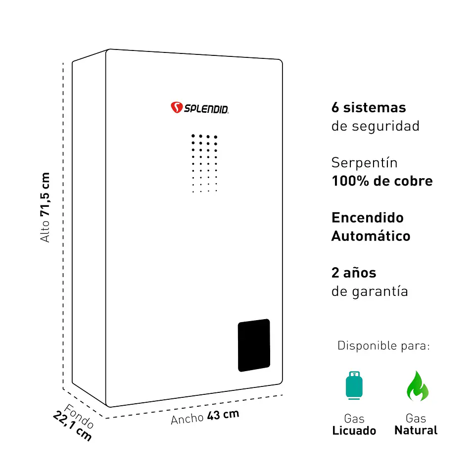CALEFONT 16 LITROS GAS NATURAL TIRO NATURAL SPLENDID 4