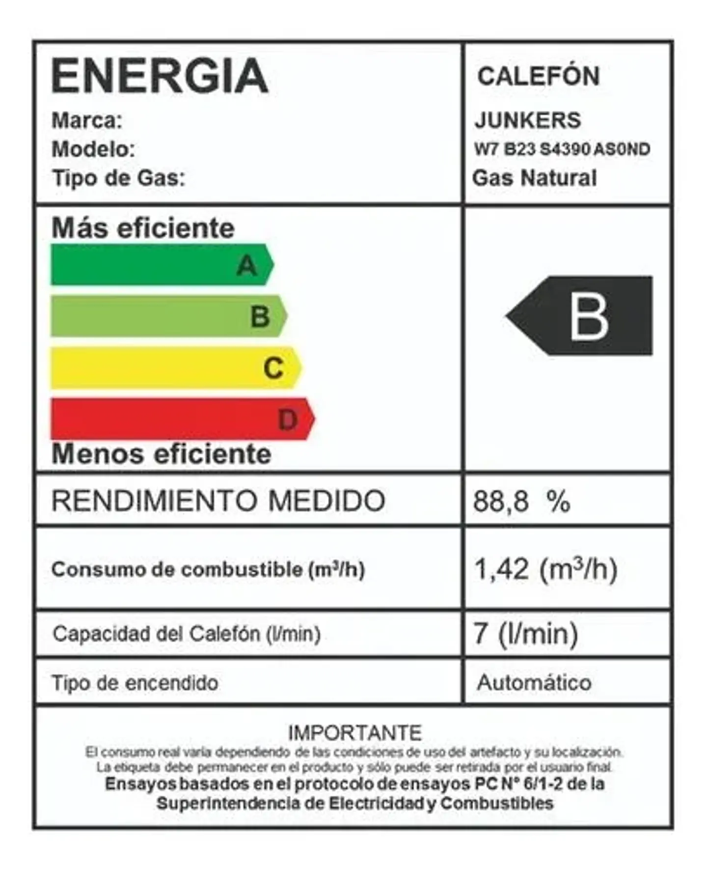CALEFON JUNKERS GAS LICUADO 7 L. IONIZADO HYDROSENSE W7B31 4
