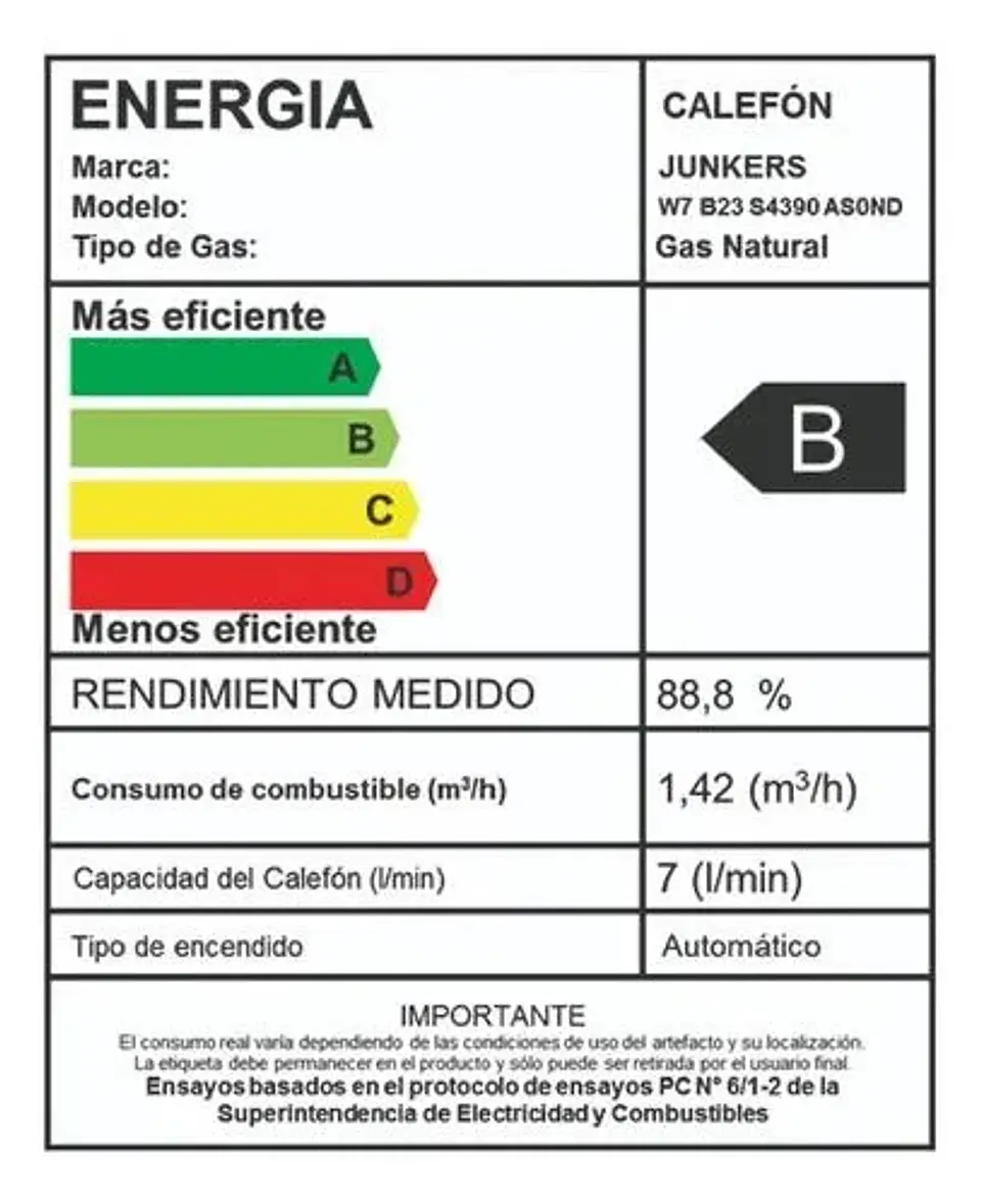 CALEFON JUNKERS GAS LICUADO 7 L. IONIZADO HYDROSENSE W7B31 4