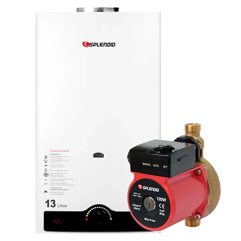 CALEFONT A GAS NATURAL 13 L SPLENDID TIRO NATURAL + BOMBA PRESURIZADORA