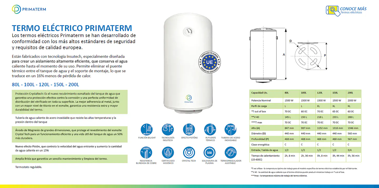 TERMO ELÉCTRICO PRIMATERM 150 LITROS 7