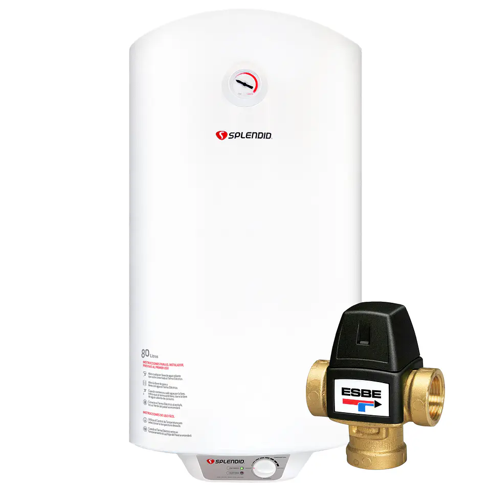 PACK TERMO ELÉCTRICO SPLENDID 80L MURAL + VÁLVULA MEZCLADORA 3/4 1