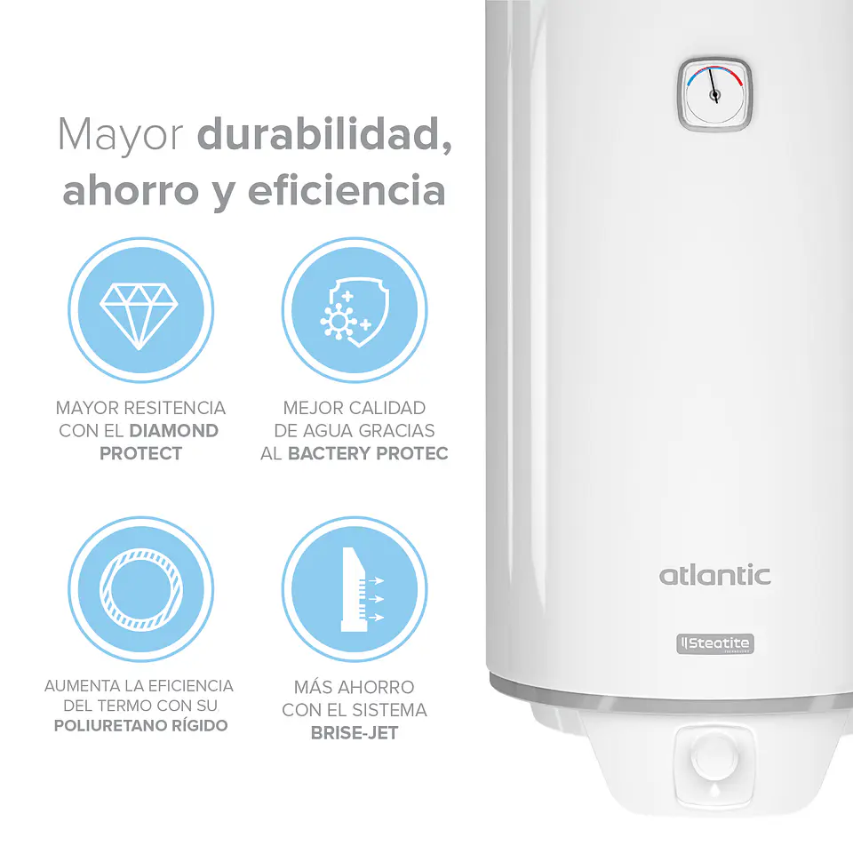 TERMO ELÉCTRICO ATLANTIC STEATITE 100 LITROS 4