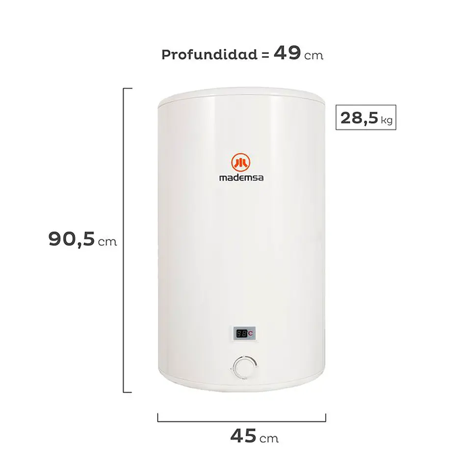 TERMO ELÉCTRICO MADEMSA TERM 100 LITROS MURAL BLANCO 4